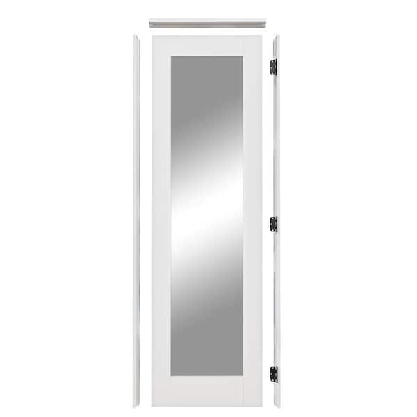 ARK DESIGN 24 in. x 80 in. 1-Lite Mirrored Glass Left Handed White Solid Core MDF Door with Quick Assemble Jamb Kit
