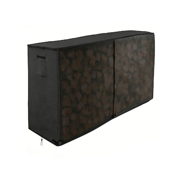 96 in. W Black Waterproof Weather Resistant Firewood Rack HPBRN5D35C ...