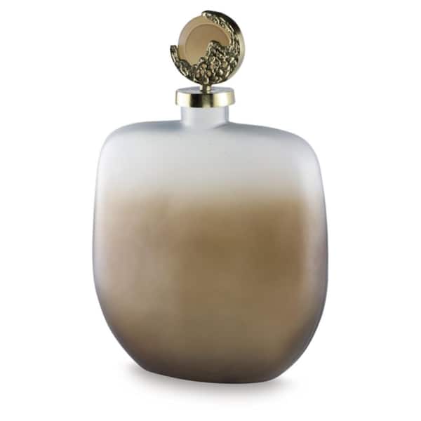 Acario Brown Bud Glass 11 in. Decorative Jar