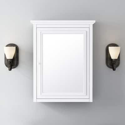 Fremont 24 in. W x 30 in. H White Rectangular Wood Framed Medicine Cabinet with Mirror