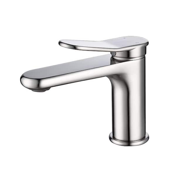 Satico Contemporary Single Hole Single-Handle Bathroom Faucet in Brushed Nickel