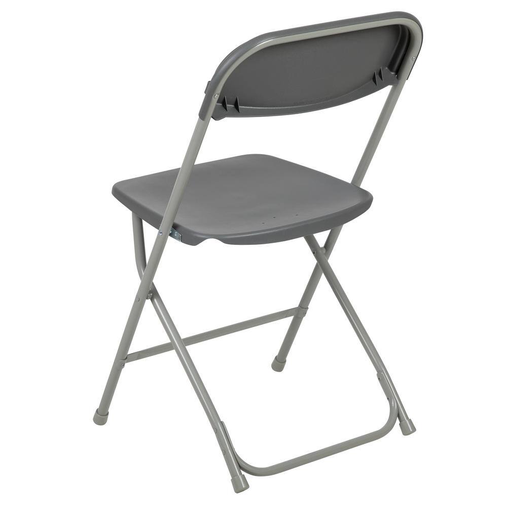 Gray Metal Lightweight Folding Utility Chairs Set of 10