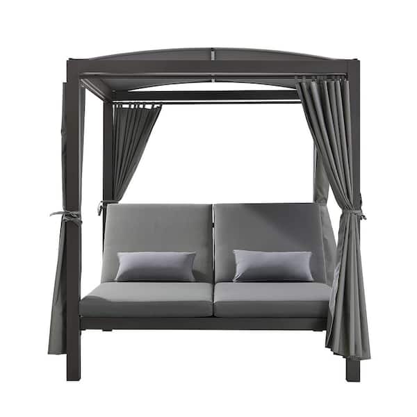 OVE Decors Morocco Aluminum Outdoor Daybed with Light Gray Cushions ...