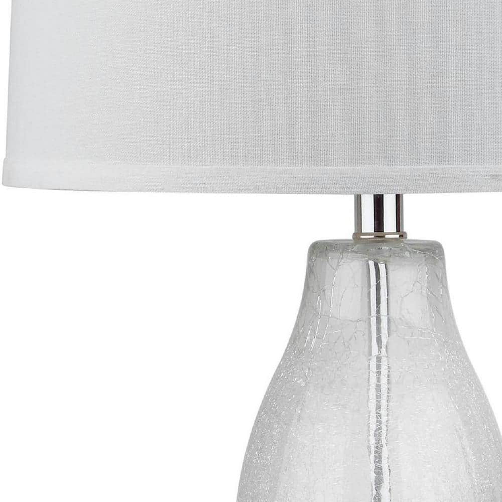 Mercurio Silver Finish Double Gourd Clear Crackle Glass Table Lamp Set