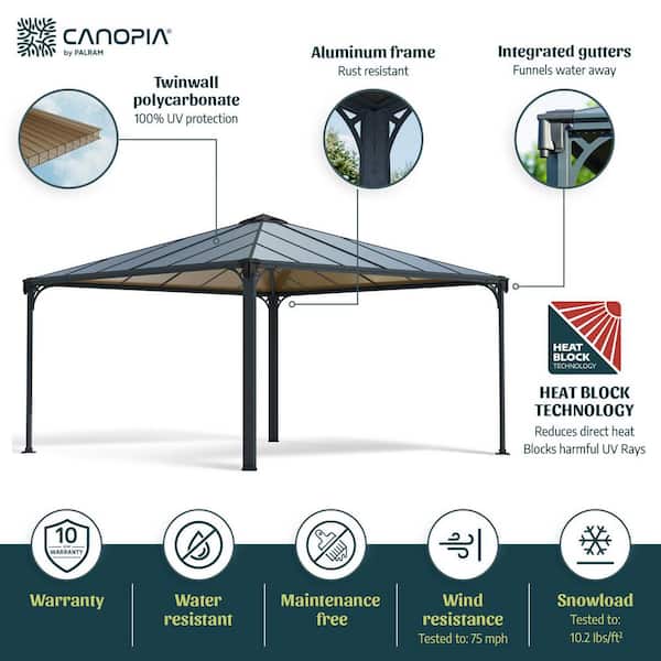 Palermo 14 ft. x 14 ft. Gray/Bronze Outdoor Gazebo
