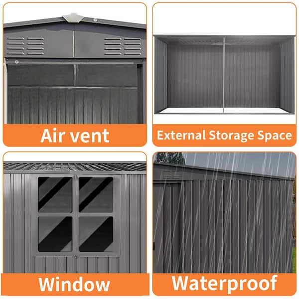 14 ft. W x 12 ft. D Metal Storage Shed Firewood Shed with Window for Garden and Backyard (135 sq. ft. )