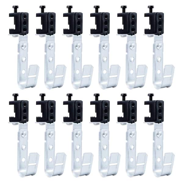 Heavy Duty 3/4 in Cable Support J Hooks with Beam Clamp for Low Voltage Wire Management, Galvanized Steel, 12 Pack