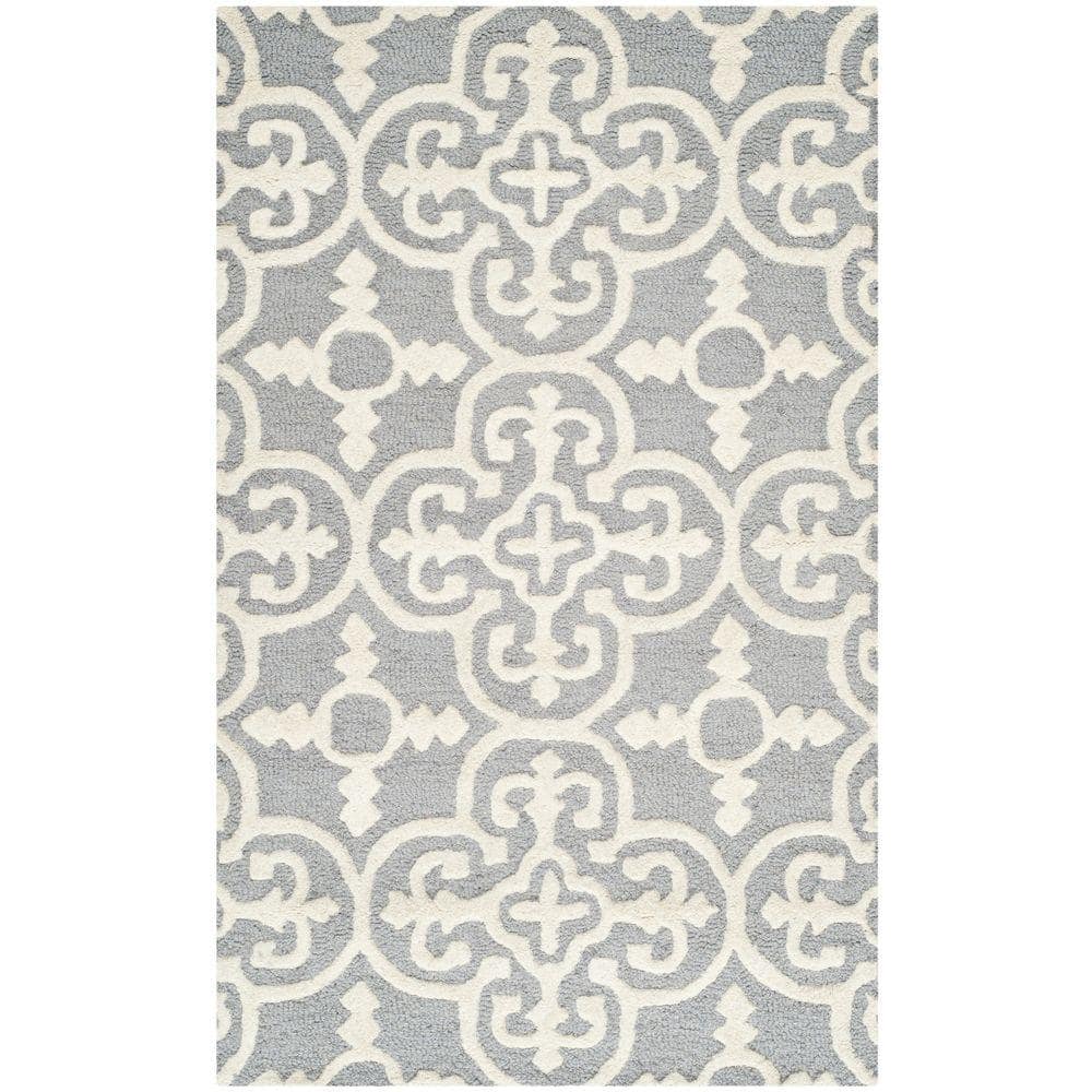 Cambridge Silver and Ivory Hand-Tufted Wool Area Rug 2' x 3'