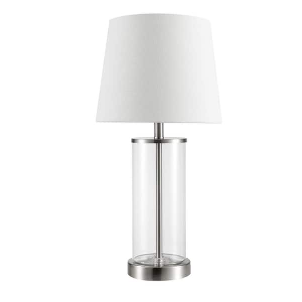 Globe Electric Maya 20 in. Fillable Clear Glass Table Lamp with White Linen  Shade 67155 - The Home Depot
