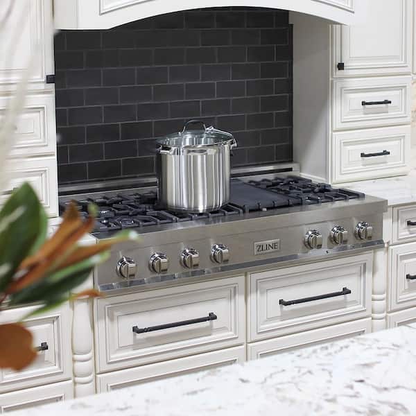48 in. Legacy Gas Rangetop with 7 Burners and Porcelain Cooktop in Satin Stainless Steel