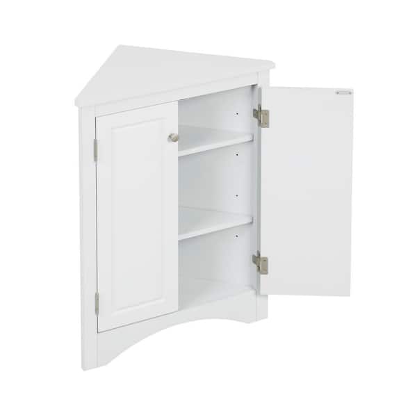 23.6 in. W x 17.2 in. D x 31.5 in. H White MDF Freestanding Triangle Linen Cabinet with Door, Adjustable Shelf