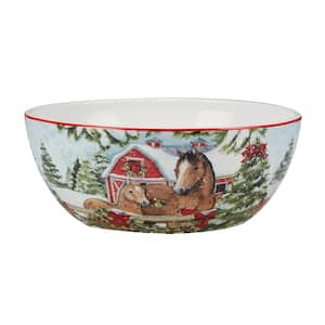 Housoutil Christmas Bowl Santa Bowl Holiday Serving Bowl with Lid Holiday Candy Bowl Fruit Bowl Noodle Bowl Soup Bowl for Winter Party Serving Decorations