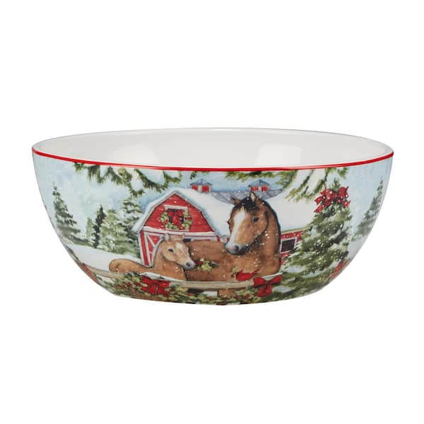 Certified International Homestead Christmas 72 oz. Multicolored Earthenware Deep Bowl