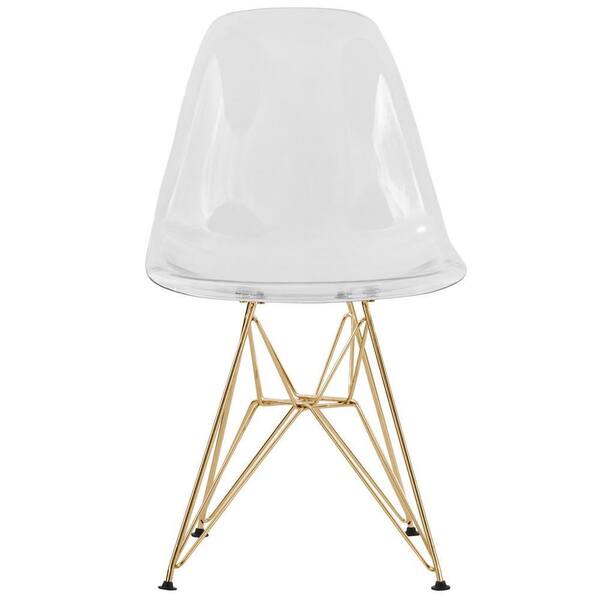 Leisuremod Cresco Acrylic Dining Chair with Gold Metal Frame