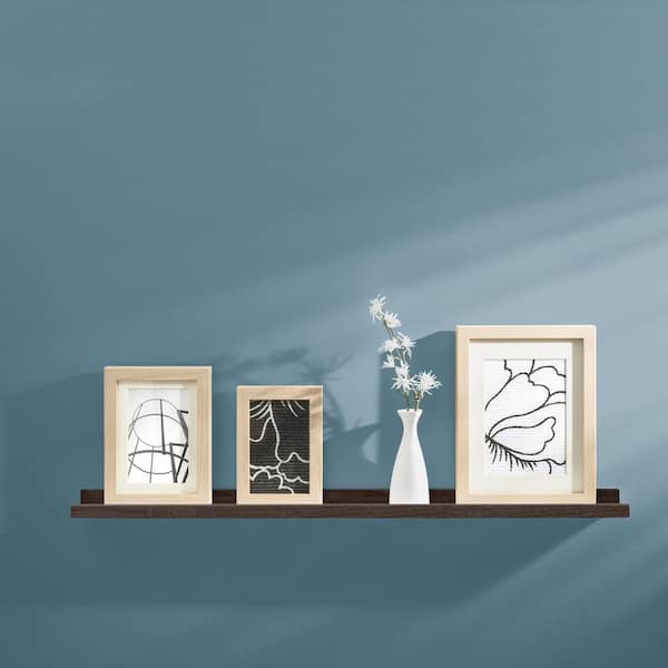 BORDER 31.5 in. x 3.5 in. x 1.2 in. Espresso Decorative Wall Shelf with Brackets