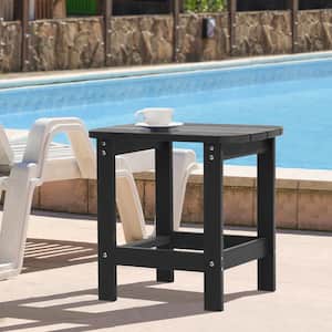Black Plastic Outdoor Side Table, Patio Adirondack Square End Table, Weather Resistant