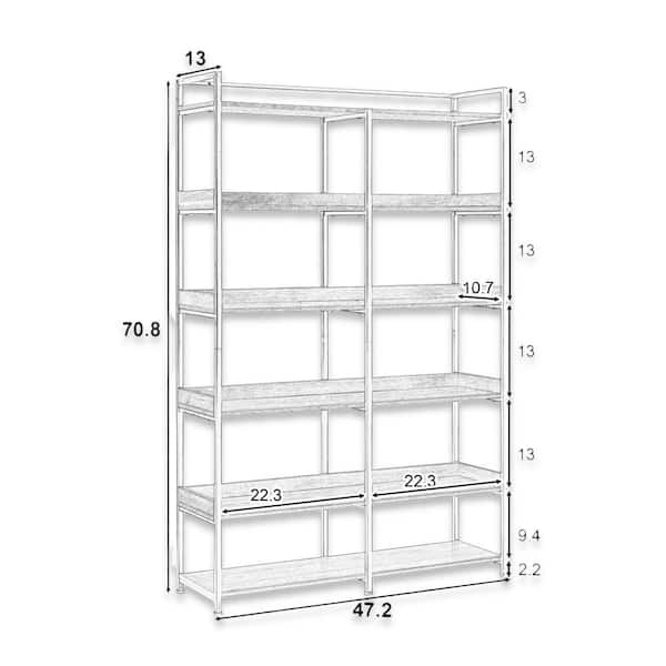 Asucoora Giltner 71 in. H x 47 in. W Brown Metal 6-Shelf Etagere