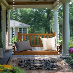 4 ft. Wood Patio Porch Swing Outdoor With Chains and Curved Bench, Brown