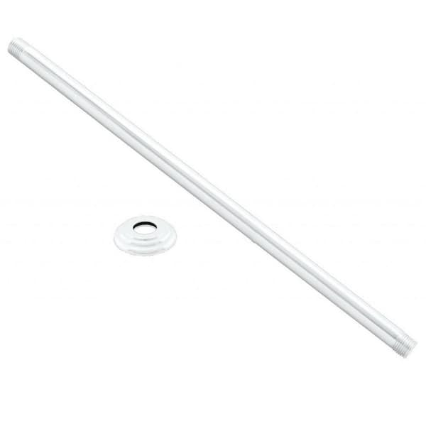 Westbrass 1/2 in. IPS x 48 in. Round Ceiling Mount Shower Arm with Flange, Powder Coat White