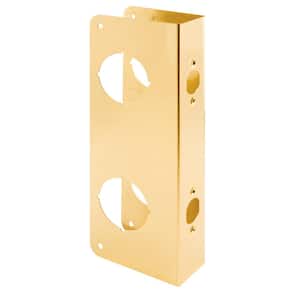 1-3/4 in. x 10-7/8 in. Thick Solid Brass Lock and Door Reinforcer, 2-1/8 in. Double Bore, 2-3/8 in. Backset