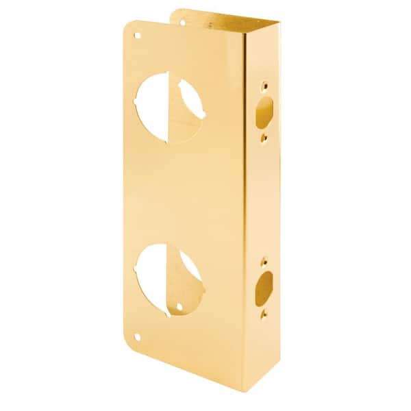 Prime-Line 1-3/4 in. x 10-7/8 in. Thick Solid Brass Lock and Door Reinforcer, 2-1/8 in. Double Bore, 2-3/8 in. Backset