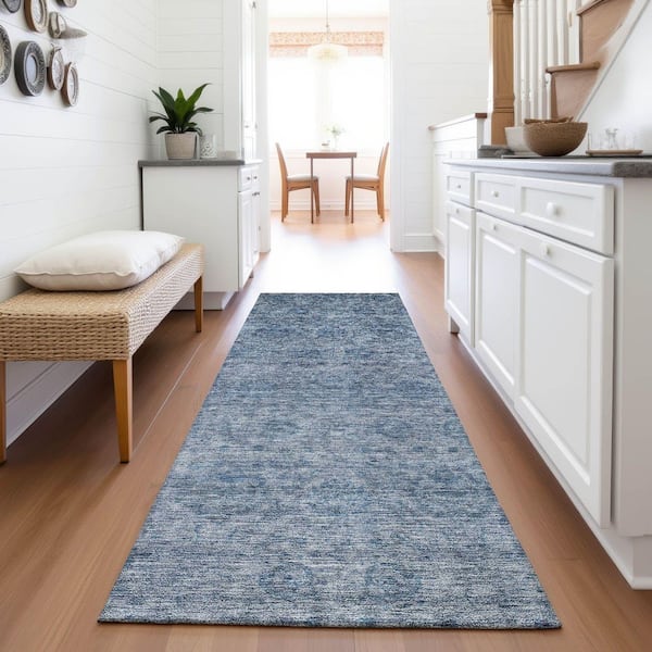 Mayfield Premium Machine Washable Abstract AMF1170 Blue 2 ft. 3 in. x 7 ft. 6 in. Runner Rug