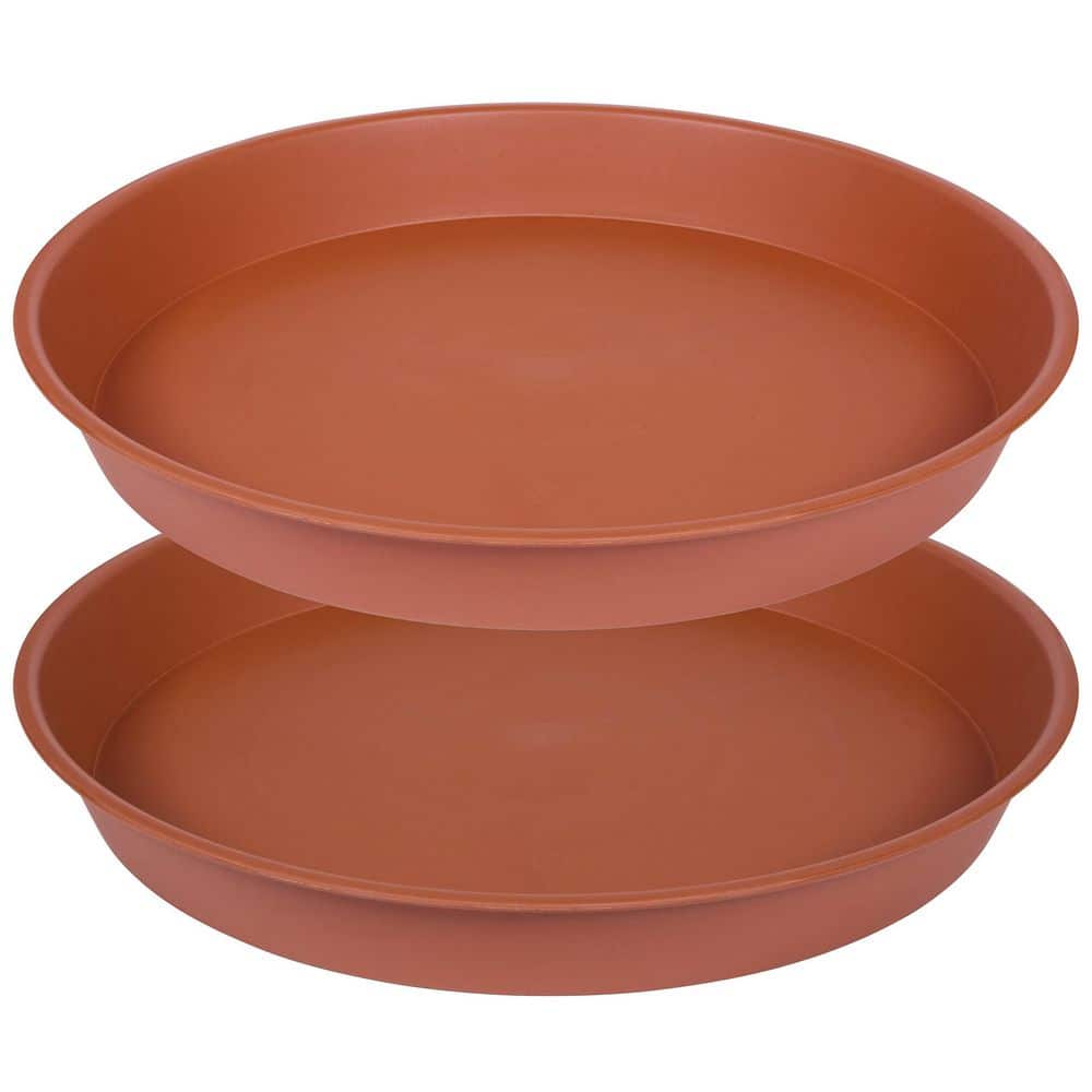 14 in. Bird Bath Bowl in Brown, Plastic Round Large Plant Saucer Dish for Garden (2-Pack) price history on PriceWatchPro