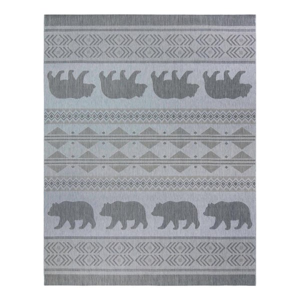 Paseo Orin Ash 8 ft. x 10 ft. Bear Animal Print Indoor/Outdoor Area Rug