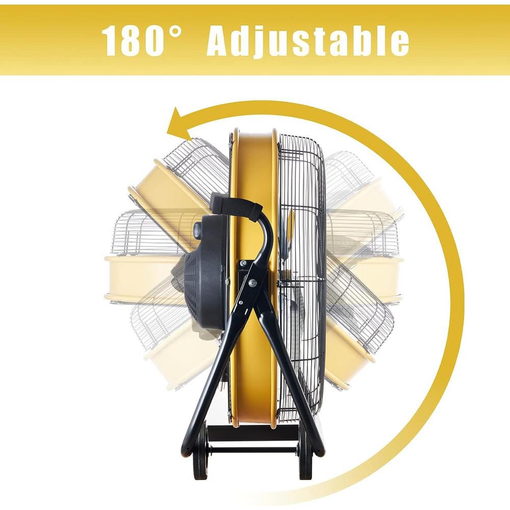 24-Inch Yellow Aluminum High Velocity Oscillating Drum Floor Fan