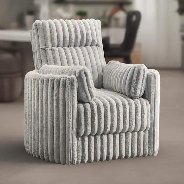 Benjara Ezo Gray Polyester Accent Chair with 2-Pillows