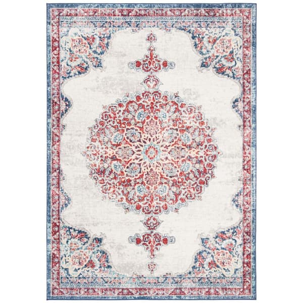 SAFAVIEH Brentwood Ivory/Red 6 ft. x 9 ft. Border Area Rug