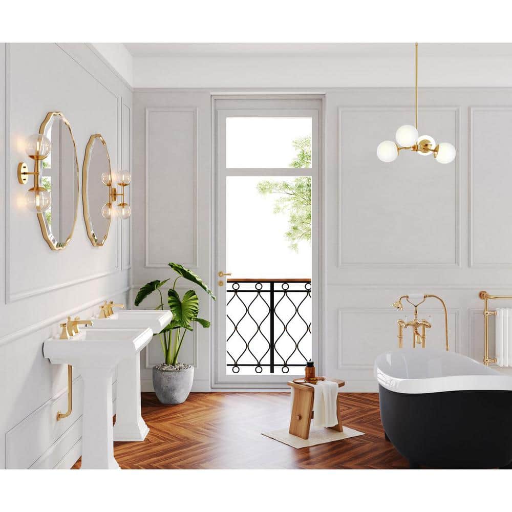 Haas Brushed Bronze 4-Light Chandelier with Opal Glass Shades