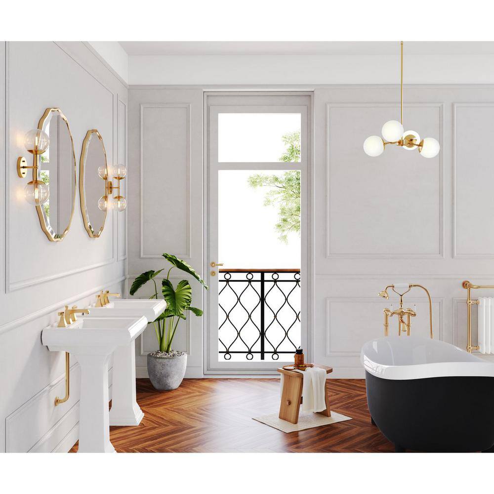 Haas Brushed Bronze 4-Light Chandelier with Opal Glass Shades