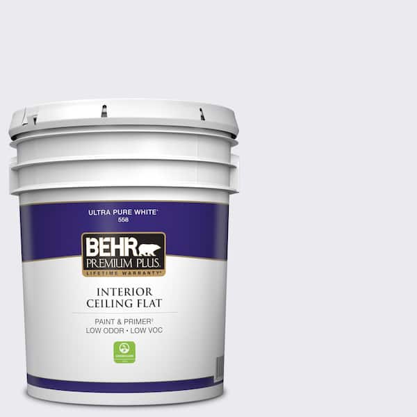 BEHR PREMIUM PLUS 5 gal. #650E-1 Lace Cap Ceiling Flat Interior Paint