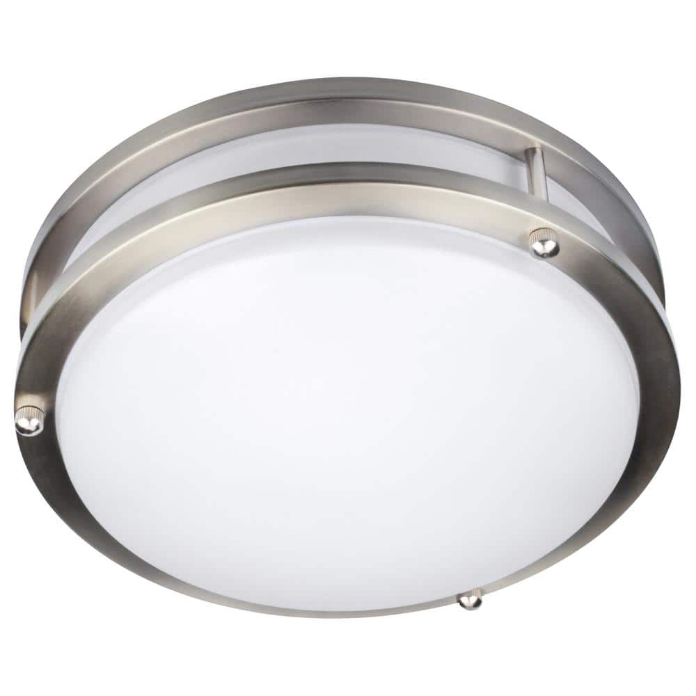 Transitional 14" LED Flush Mount Ceiling Light in Brushed Steel
