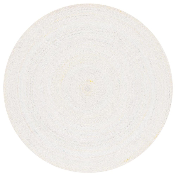 SAFAVIEH Braided Ivory Yellow Doormat 3 ft. x 3 ft. Abstract Round Area Rug