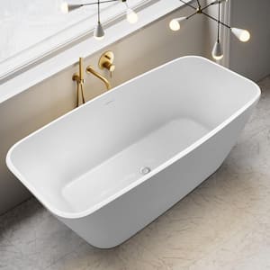 59 in. x 29 in. Acrylic Flatbottom Alcove Freestanding Soaking Bathtub in White
