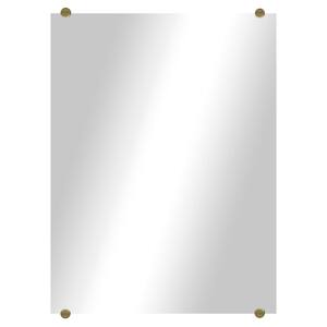 Modern Rustic (21.5in. W x 26.5in. H) Frameless Rectangular Wall Mirror with Brass Round Clips