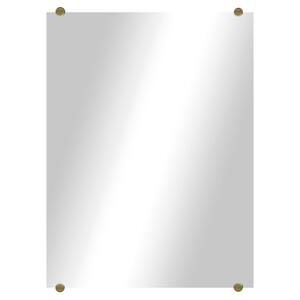 Modern Rustic (18.5in. W x 30.5in. H) Frameless Rectangular Wall Mirror with Brass Round Clips