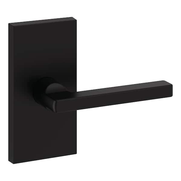 Baldwin Half Dummy Satin Black Right Hand Square Door Lever with Contemporary 5 in. Rose