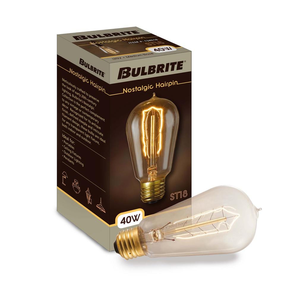 40 Watt Amber Nostalgic ST18 Incandescent Light Bulbs, 4-Pack
