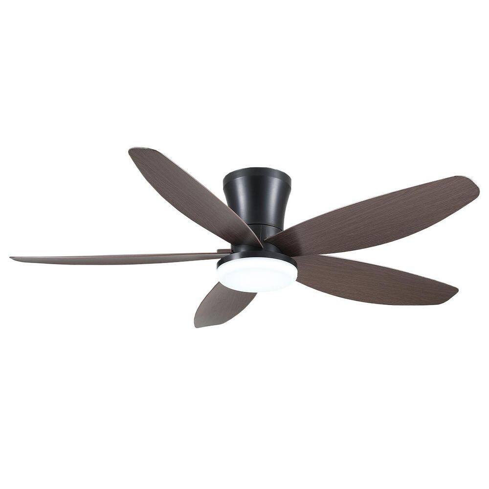 42 in. Indoor/Outdoor Flush Mount Modern Brown Ceiling Fan with Dimmable 3 Color LED Light and Remote/APP Control price history on PriceWatchPro