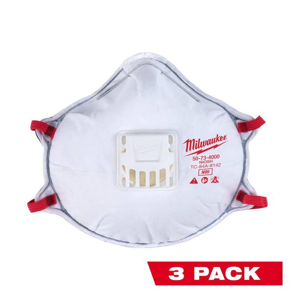 Milwaukee N95 Professional Multi-Purpose Valved Respirator with Gasket (3-Pack)