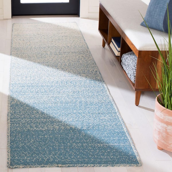 Natural Fiber 2 ft. x 8 ft. Natural/Light Blue Ombre Runner Rug