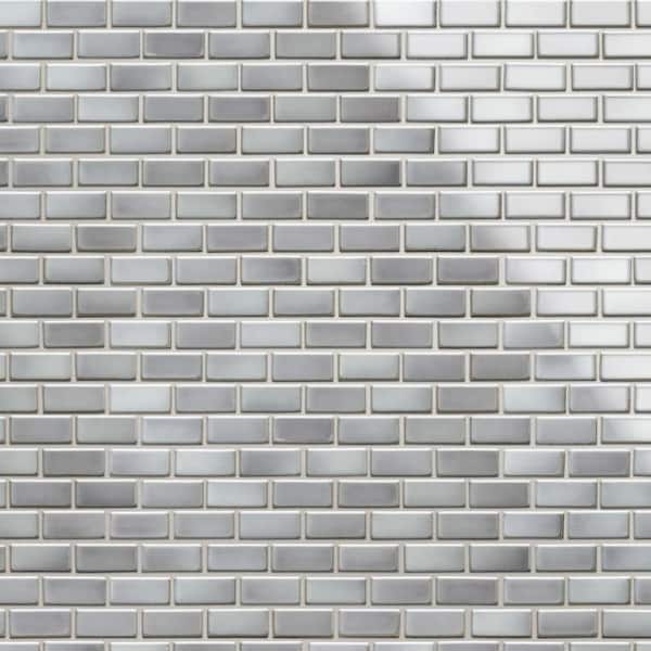 Hudson Subway Grey Eye 12 in. x 12 in. Porcelain Floor and Wall Mosaic Tile (10.0 sq. ft. /Case)