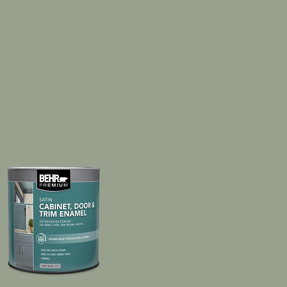 BEHR PREMIUM 1 qt. N390-4 Bitter Sage Satin Enamel InteriorExterior  Cabinet, Door & Trim Paint 752304 - The Home Depot