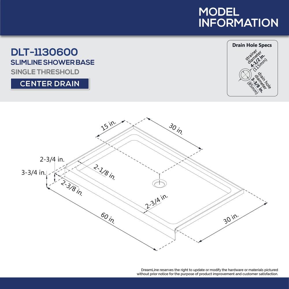 White Acrylic 60" x 36" Alcove Shower Kit with Shelves