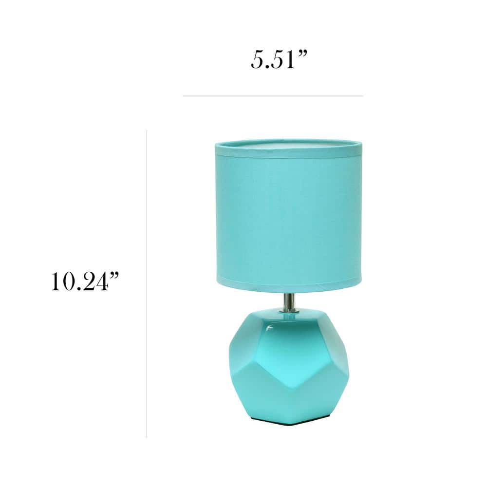 Blue Geometric Ceramic Mini Table Lamp with Fabric Shade