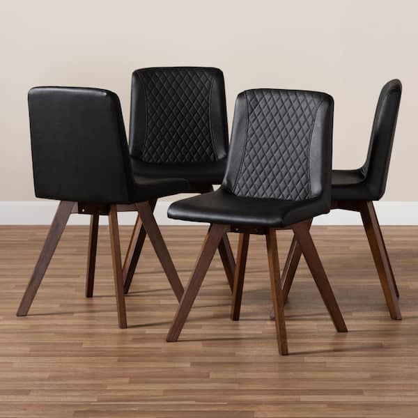 Baxton Studio Pernille Black And Walnut, Dark Wood Dining Chairs Set Of 4