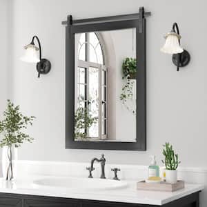 18 in. W x 26 in. H Medium Square Mirrors Wood Framed Mirrors Wall Mirrors Bathroom Vanity Mirror Barn Mirror in Black